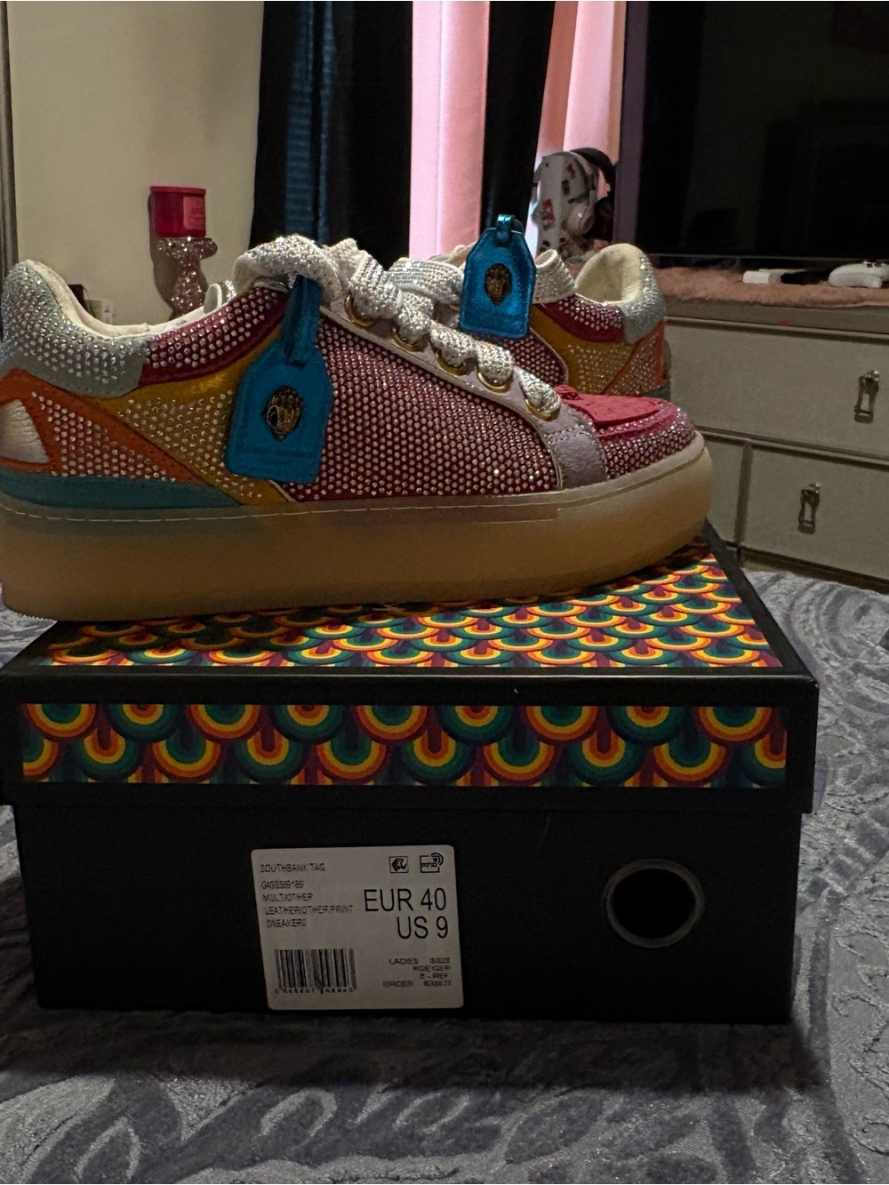 Kurt Geiger Kids Multicolor Glitter Platform Sneakers - Pink, Blue & Yellow